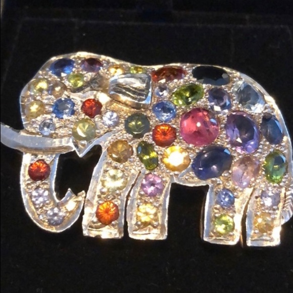 925 Silver handmade elephant - broach- pendant